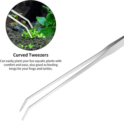 Ohtomber Aquascape Tools Aquarium Kit - 4PCS Terrarium Supplies Silver