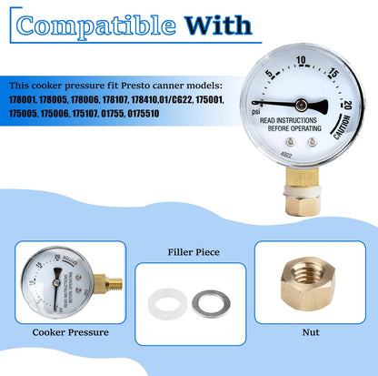 Stainless Steal Cooker Pressure Guage,Replace for Presto 85772 0, silver