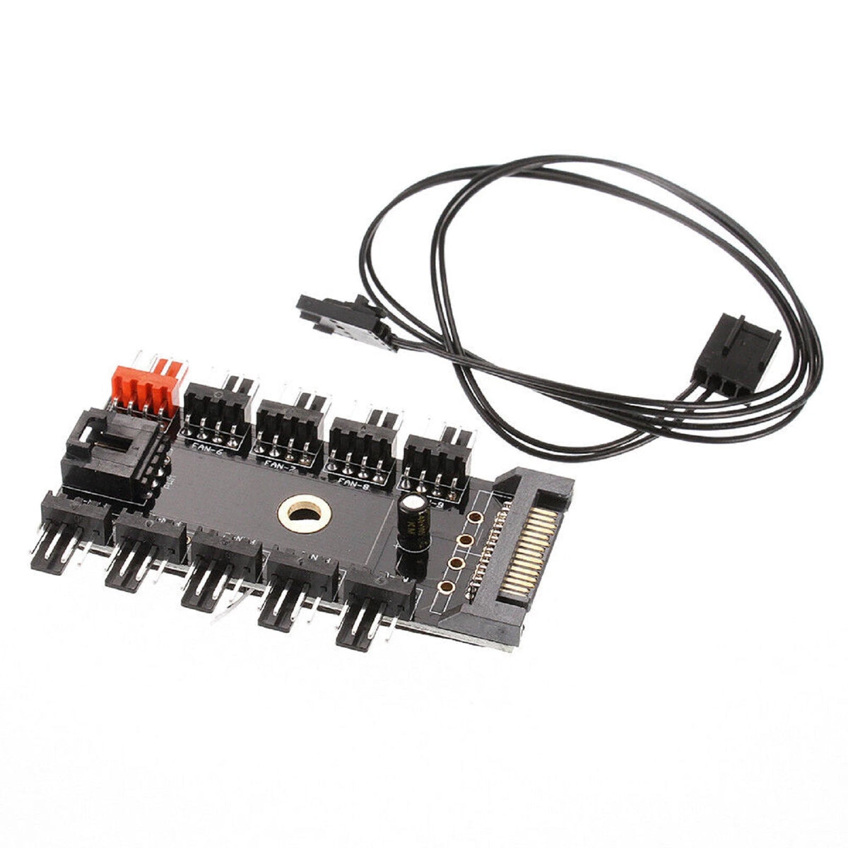 Motherboard 4Pin PWM Cooler Fan HUB Splitter 1 To 10 Extension SATA Power Supply