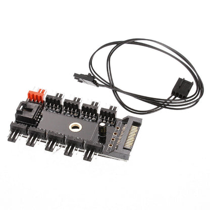 Motherboard 4Pin PWM Cooler Fan HUB Splitter 1 To 10 Extension SATA Power Supply