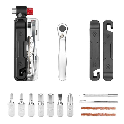 ROCKBROS Bike Tool Kit, Portable Multitool with 7 Magnetic Black, Silver