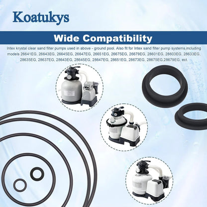 Koatukys Sand Filter Pump Replacement Parts for Intex 25013 Kit(12PCS), Black