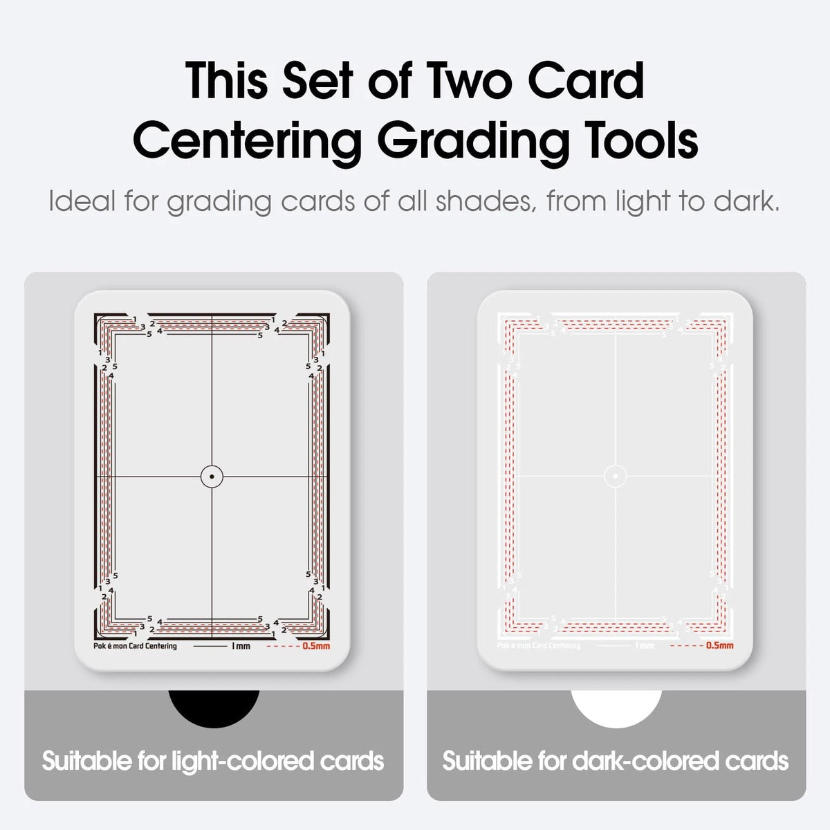 BDJBXK Card Centering Grading Tool Set for conventional, Black and White