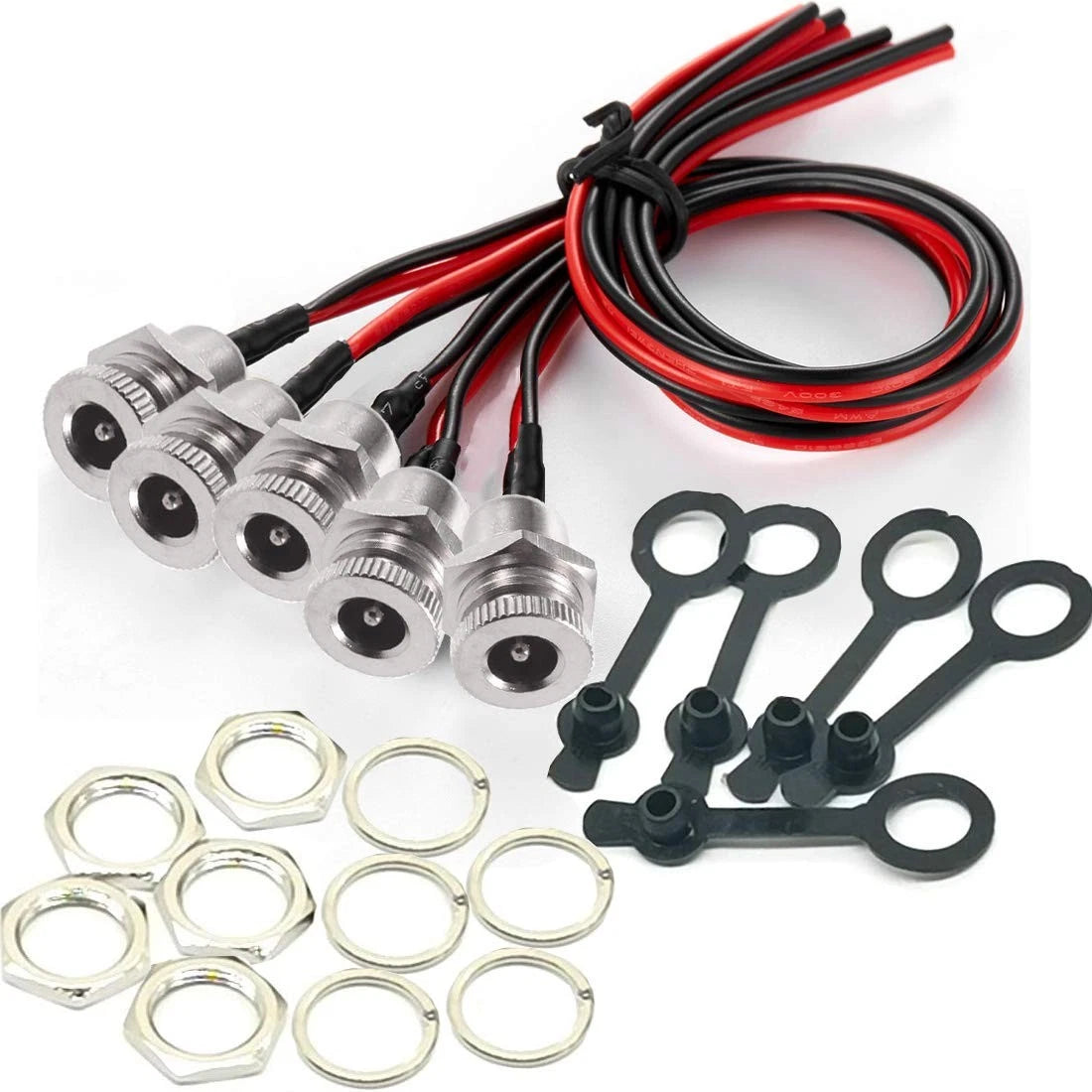 QOFOWIN 5.5 x 2.1 MM 8A DC Power Jack Cord Socket Threaded dc-wire-alloy