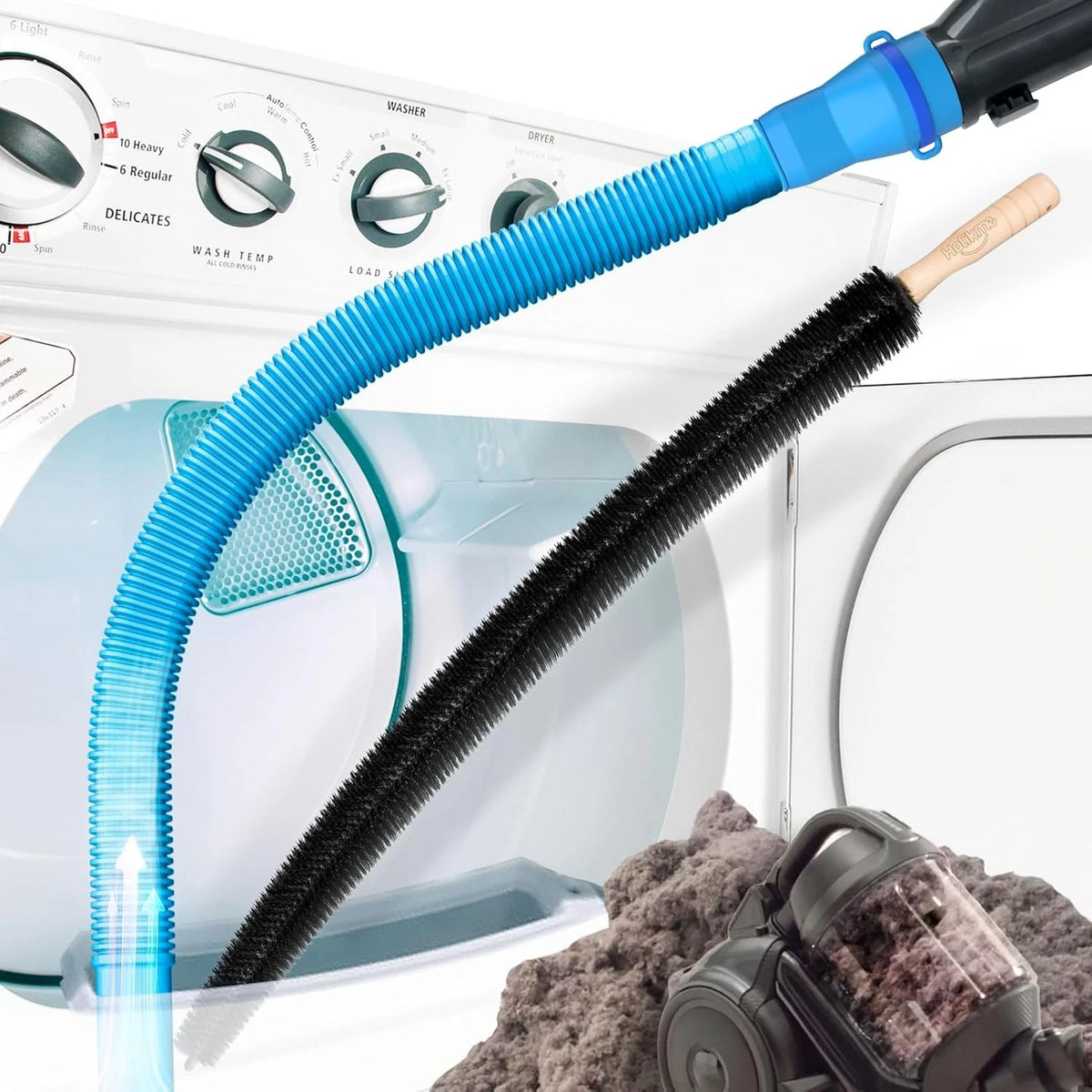 Holikme Upgraded 2 Pieces Dryer Vent Cleaner Kit Compatible with Most Blue