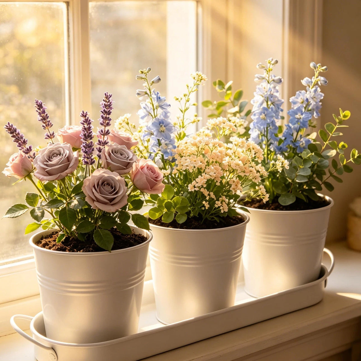 TCBWFY Indoor Herb Garden Planter Set - 3 Pack 4.7" White 4.7 inches,