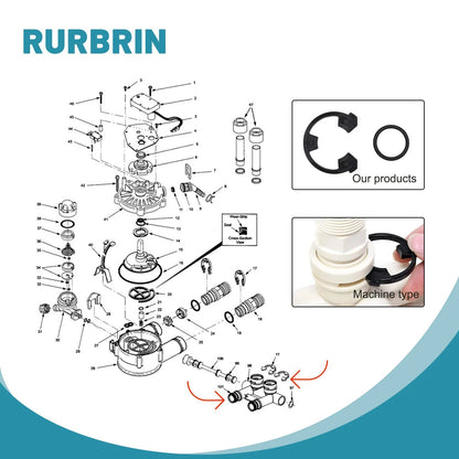 RURBRIN (4+4PCS) 3/4" Water Softener Clip and O-Ring Kit Compatible Black