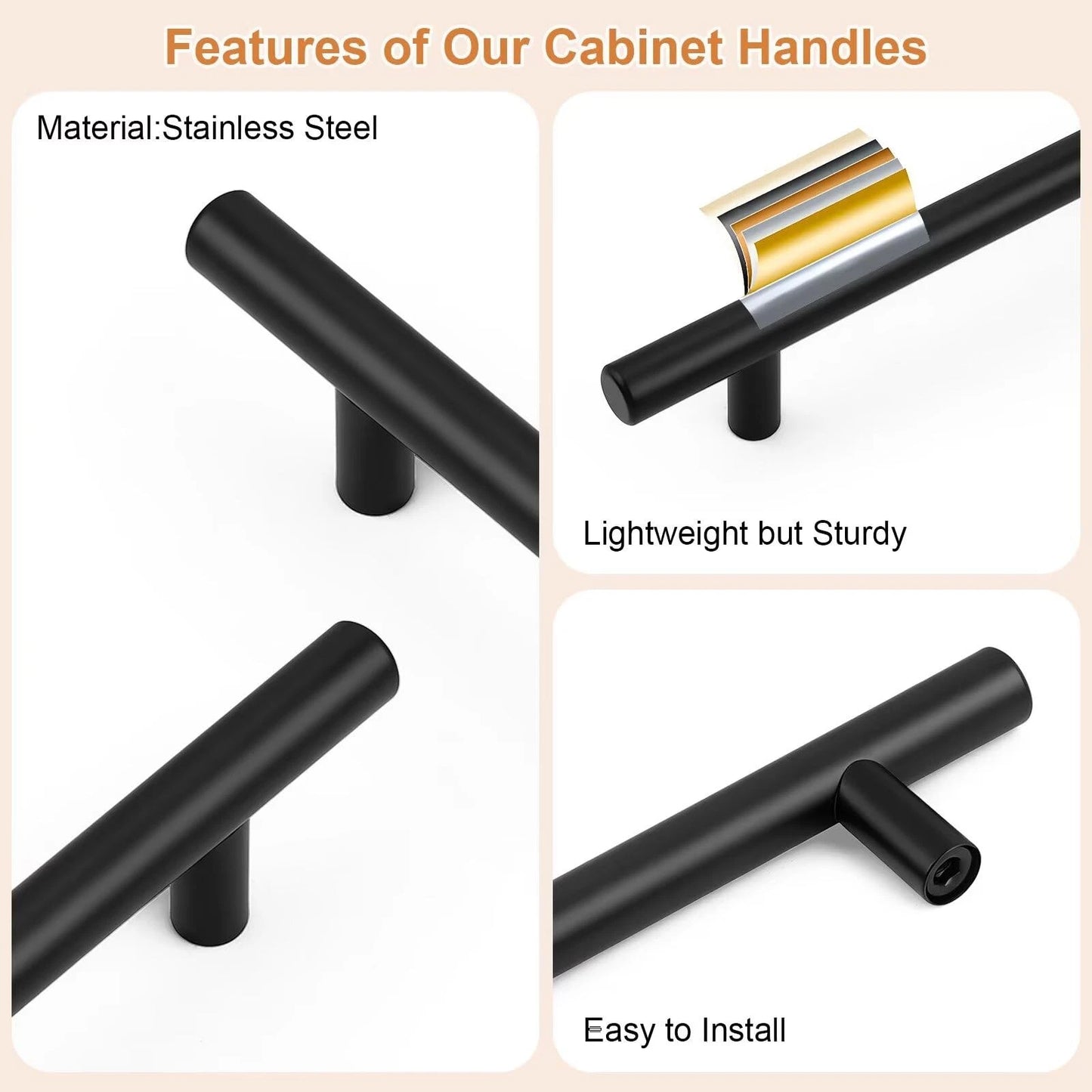 Probrico 30 Pack Hole Centers Center to Center: 3-3/4 inch, Matte Black