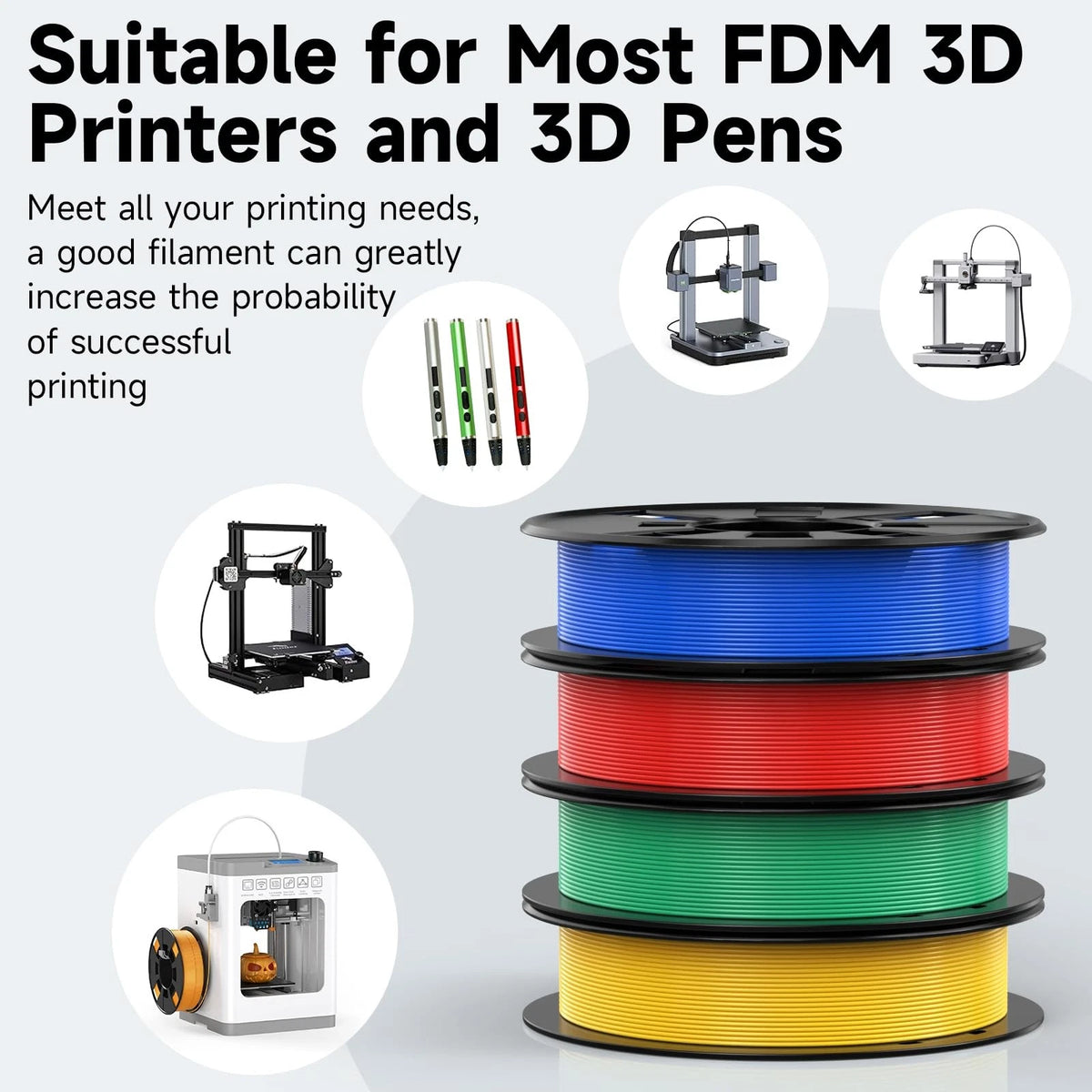 PLA Filament 1.75mm Bundle, WEEDO 3D Printer Filament, 1.75mm, Multicolor1