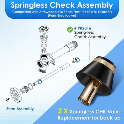 2 Pack Springless CHK Valve Replacement for PK2016 420 Series, black and gold