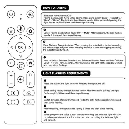 For ETOE Starfish Plus Google TV 1080P Projector Remote Control with Voice