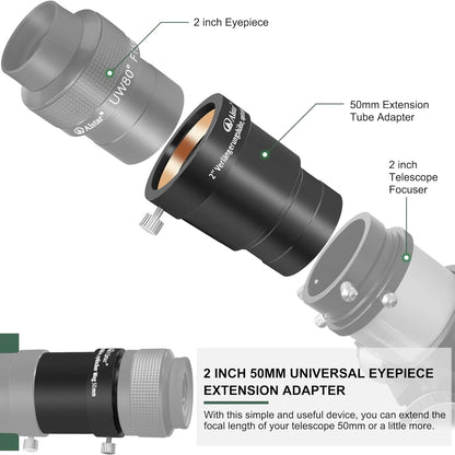 Alstar 2-Inch Telescope Eyepiece Extension Tube Adapter - Optical 2 Inch 50MM