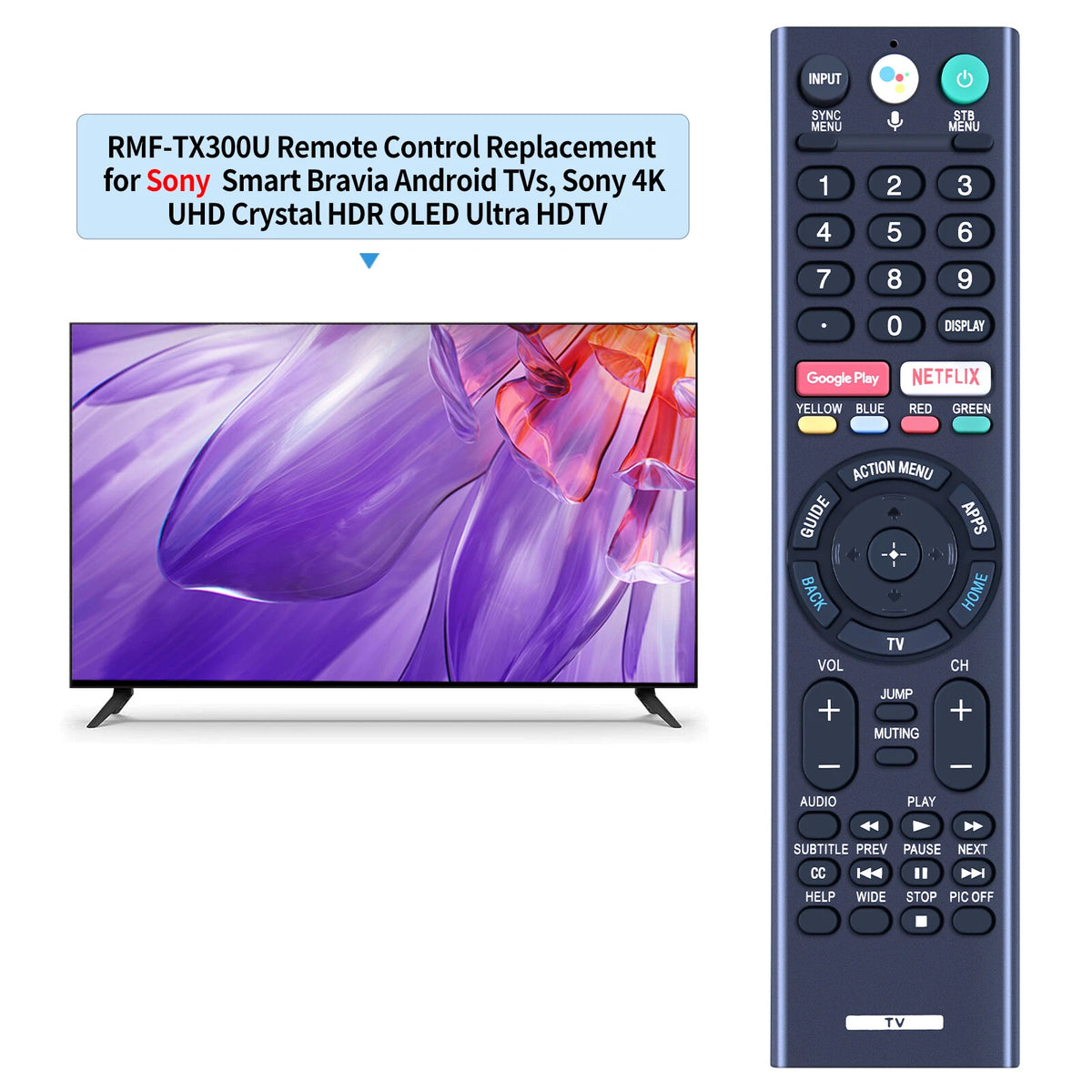 RMF-TX300U For Sony 4K Smart TV Voice Remote Control XBR-X850E RMF-TX200U