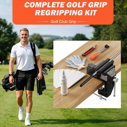 Hibijou Portable Golf Club Regripping Kit with Bench Vise – Medium, Black
