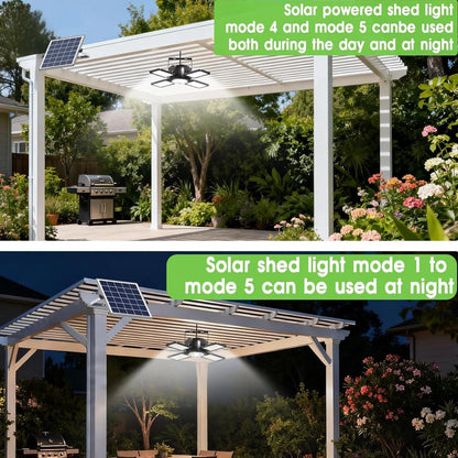 Latband Solar Shed Light Outdoor Indoor Upgrade 1200LM 174LED 4 and 1 Black