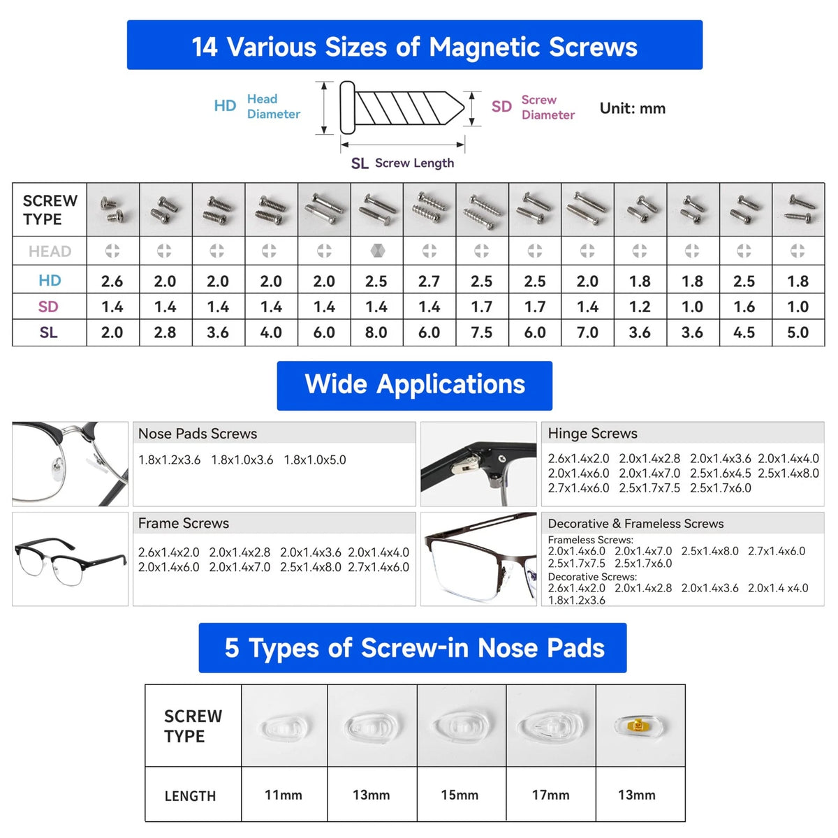 Upgraded All-in-One Magnetic Eyeglass Repair Tool Kit with Screws, Blue