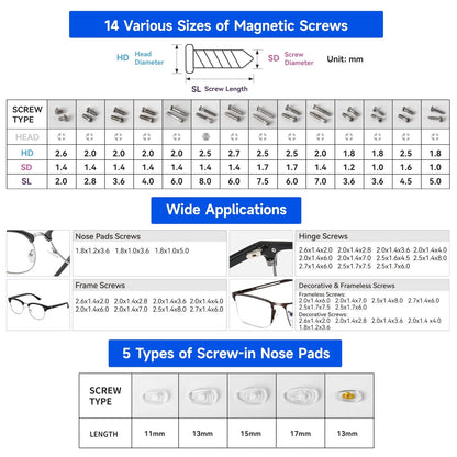 Upgraded All-in-One Magnetic Eyeglass Repair Tool Kit with Screws, Blue
