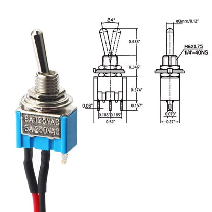 10* Professional Car Mini Toggle Switch With Pre-Wired For 6mm Mounting Hole