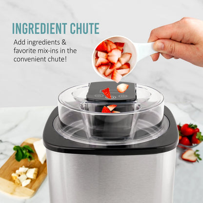 Nostalgia 2-Quart Electric Ice Cream Maker – Make Homemade Stainless Black
