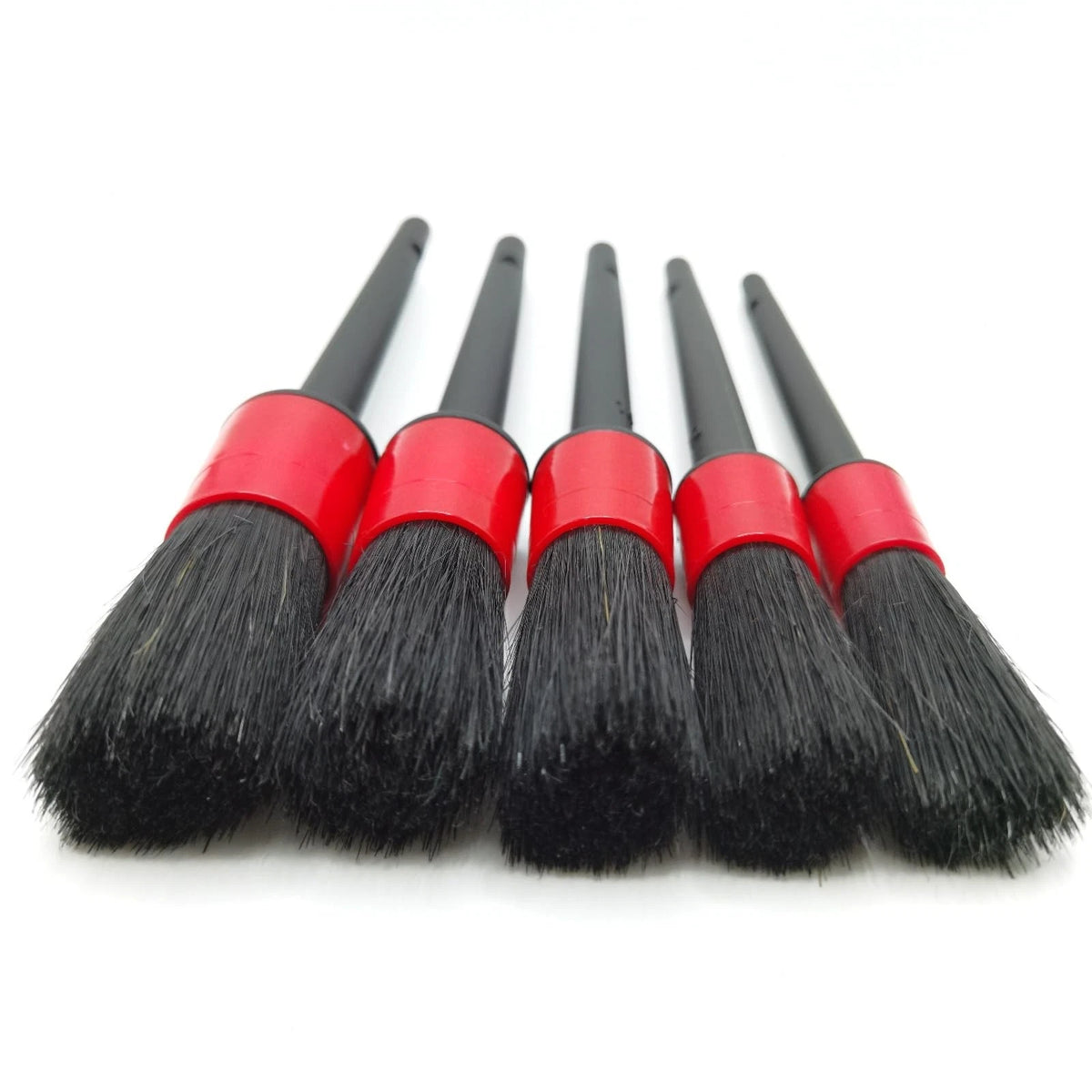 femryer Car Detailing Brush Set of 5 - Soft Boar Hair, Wash Brush, Black
