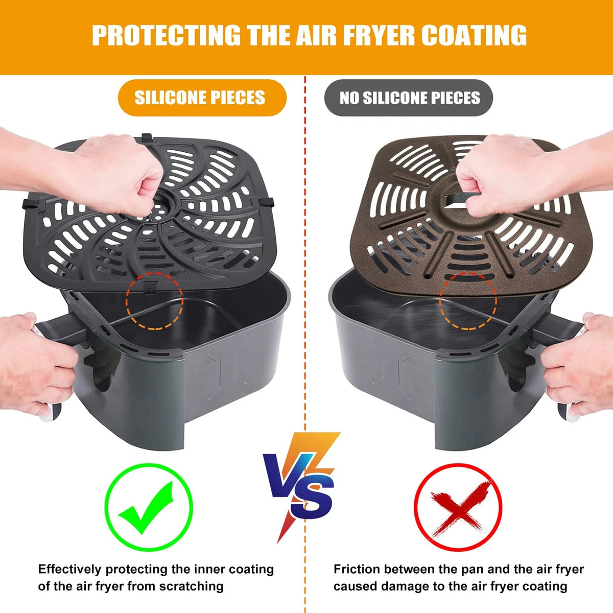 GCQ Air Fryer Grill Pan for Chefman Easy View 8 Qt TurboFry 8 8QT, Black