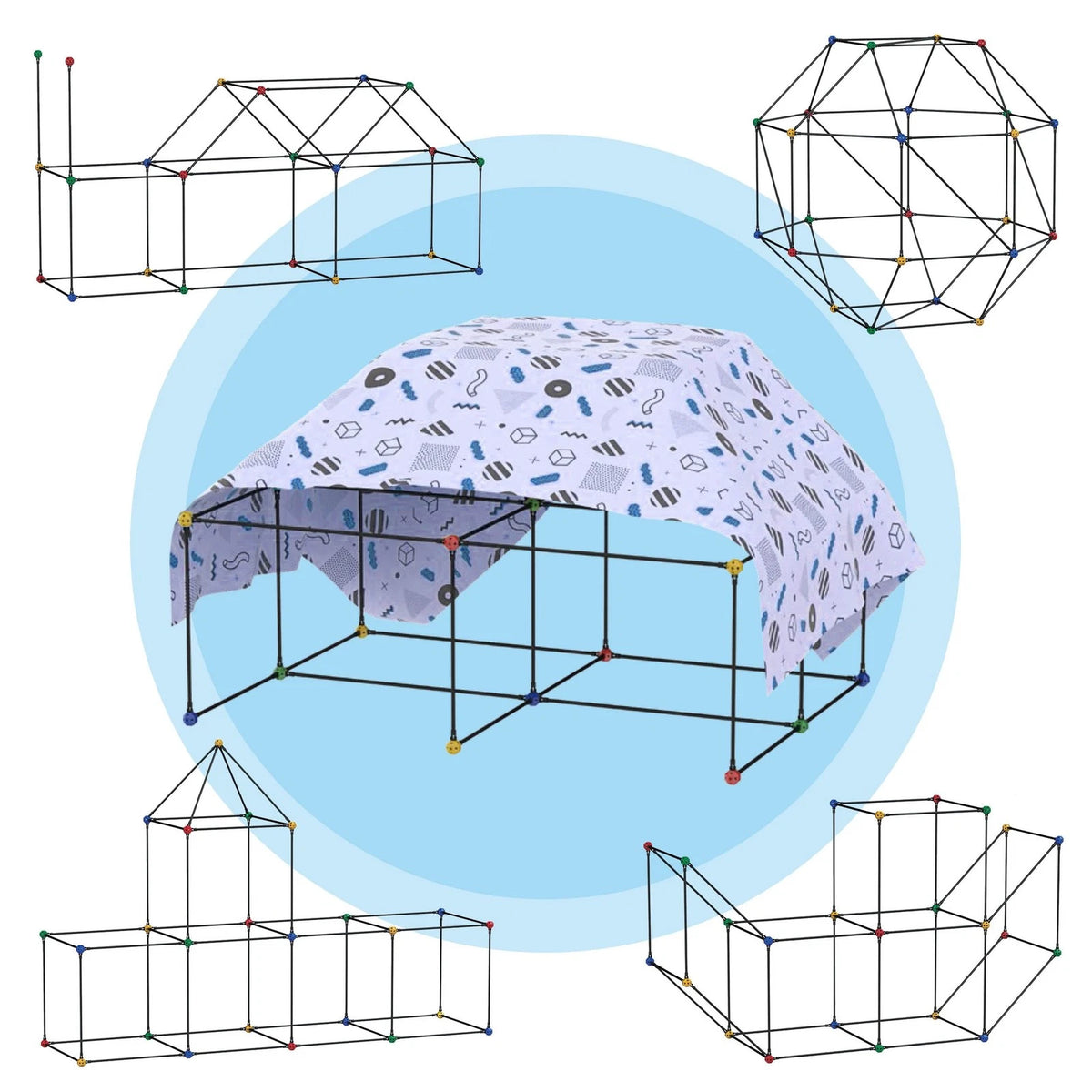 PicassoTiles Kids Fort 23*12.75*2in, Multi-purpose and Tunnel Structure