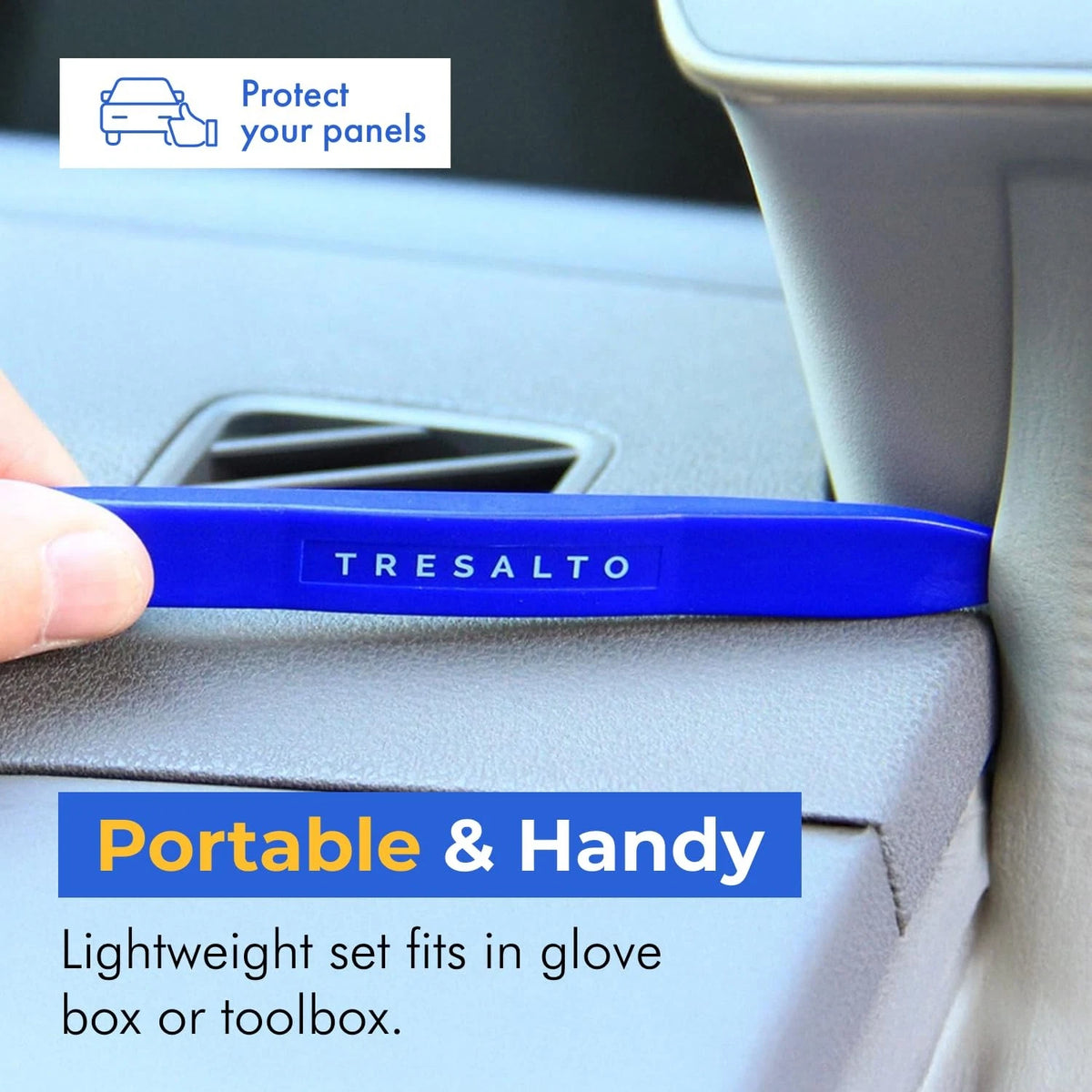 Tresalto Auto Trim Removal Tool Kit - 5 Piece Set for Dash, Door 5 Pack, Blue