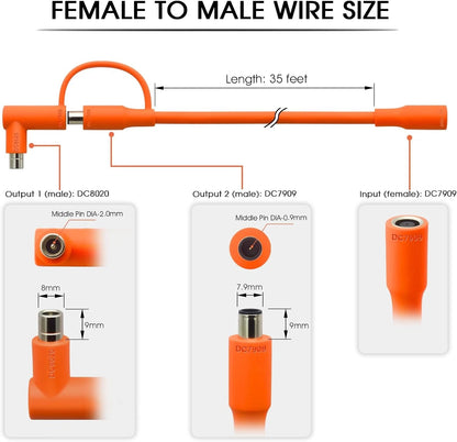 Solar Panel Extension Cable Compatible with Jackery 35FT, Orange