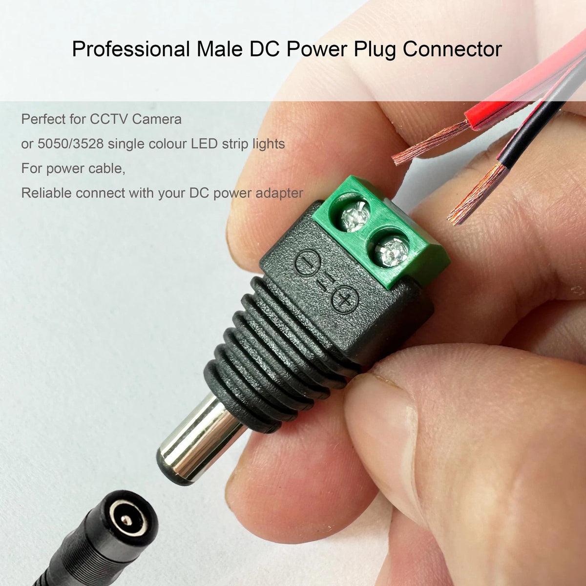 DAYKIT 10 Pairs 12V Male+Female 2.1x5.5MM DC Power Jack Plug 2.1x5.5MM, Black