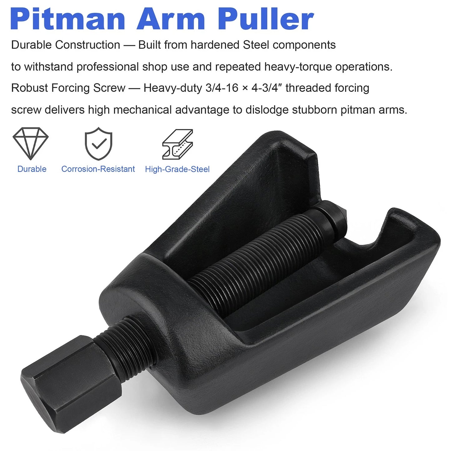 Heavy Duty Pitman Arm Puller Tool, Conical Style with High-Torque Forcing Screw