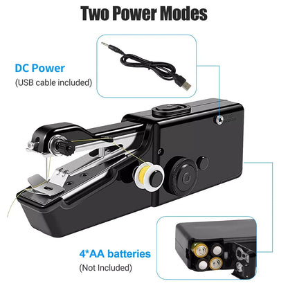Handheld Mini Sewing Machine Stitch Electric Compact Tool w/ Accessories Kit
