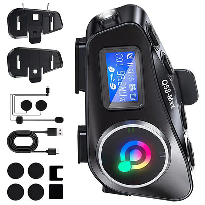 Support FM radio Motorcycle Intercom Helmet Bluetooth Headset LCD Waterproof