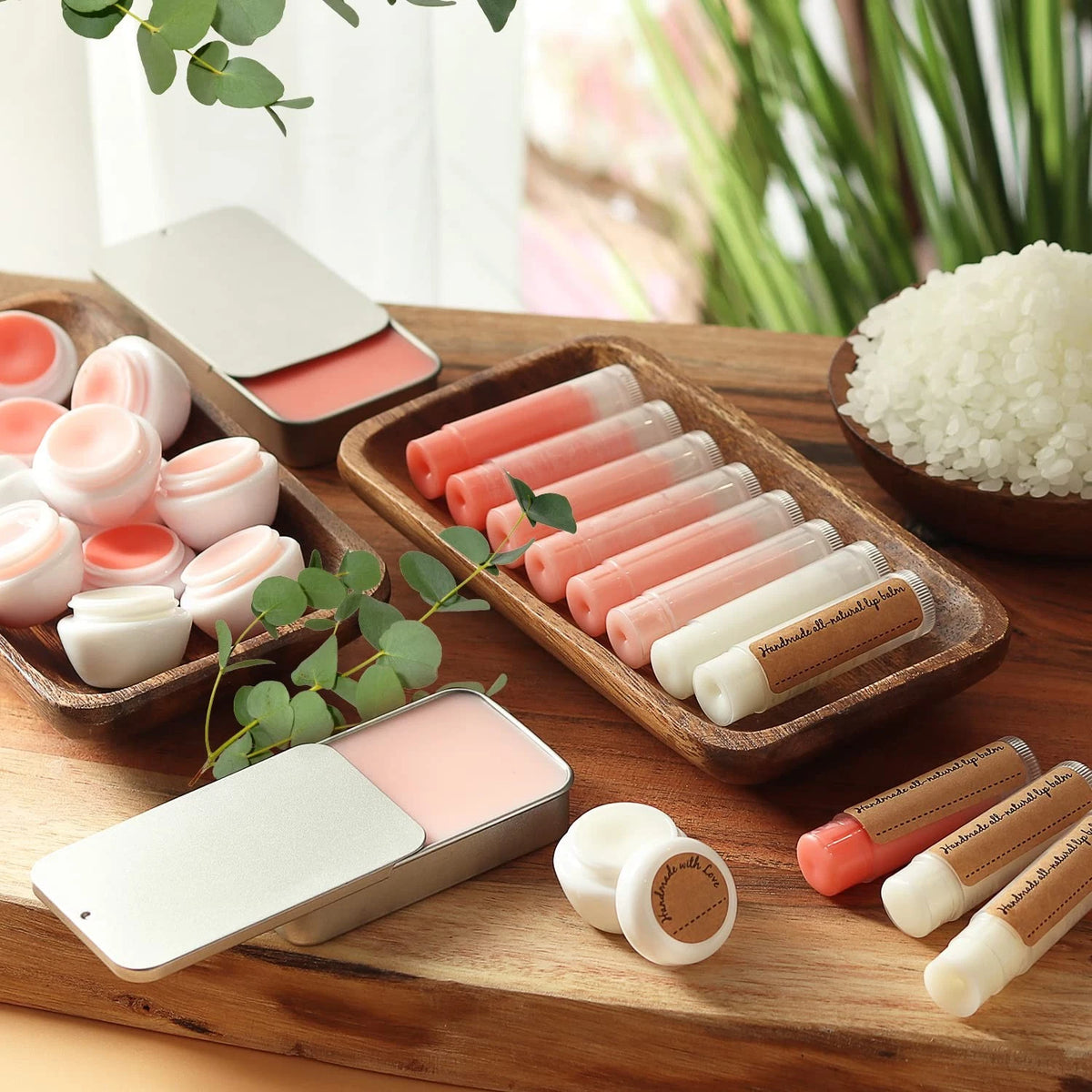 CraftZee 𝗣𝗥𝗘𝗠𝗜𝗨𝗠 Lip Balm Making Kit. DIY 66 Piece Set, Clear