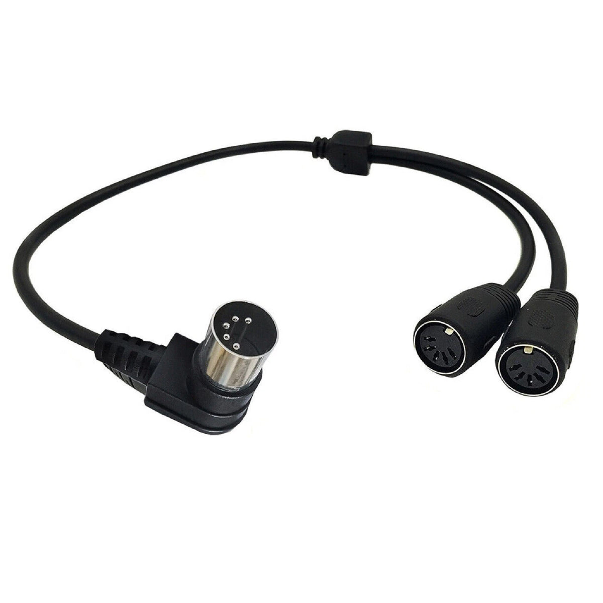 5 PIN MIDI DIN Male Right Angle Plug to 2 Female Socket Y Splitter Adapter Cable