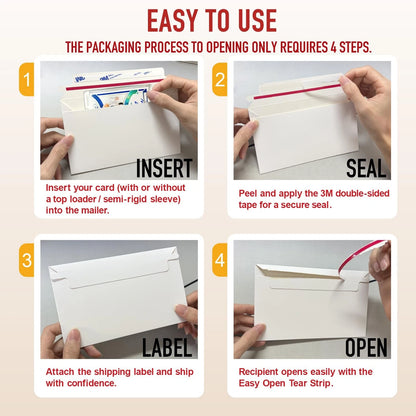 180 Pack Rigid Card Envelopes for Trading 7 x 4.3 x 0.1 inches, White