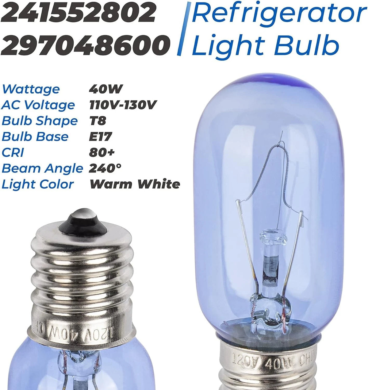 297048600 241552802 Refrigerator Light Bulb Replacement T8 120V 40W...