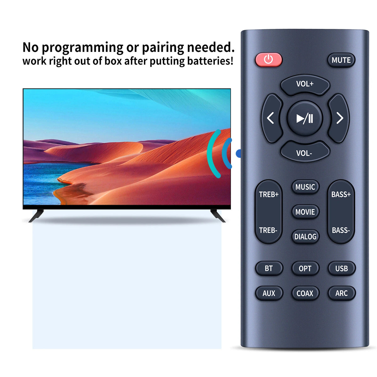 Replace Remote Control For Bestisan Sound Bar 80 watts 33.5 inch Sound Bars