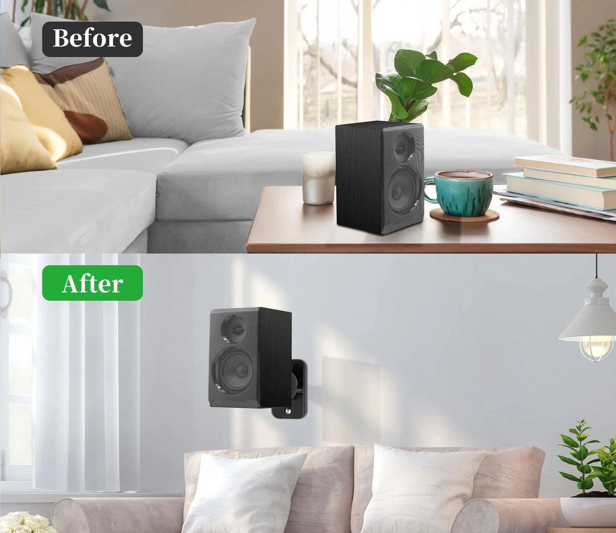 HomeMount Speaker Wall Mount Brackets - Surround & Adjustable, 2P-Black