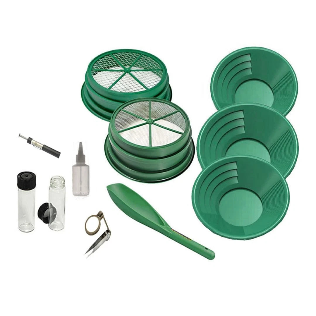 SE 11-Piece Gold Panning Kit - Complete Prospecting Set GP5-KIT111, Green