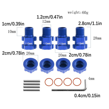 4x Blue 14mm to 17mm Wheel Hex Hub Adapter For Senton 4X4 AR102678 (blue)