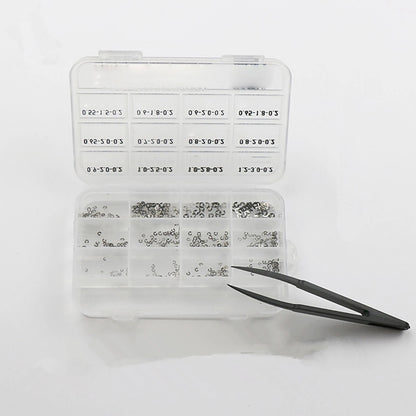 360Pcs 0.2mm Thick Assorted Watch Circlip E-Clips Snap Ring Latch Pusher+Tweezer