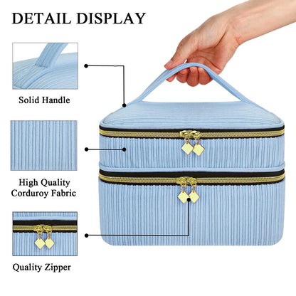 ZFZGFRCS Nail Polish Organizer- Holds 30 Bottles, 9.6" x 7.5" x 5.5", Blue