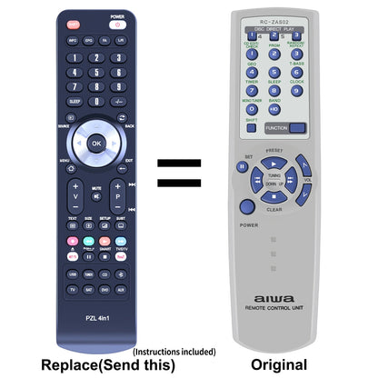 RC-ZAS02 Remote Control For Aiwa CXNA111U CXNAJ20 CXNAJ54 CXNAJ310 CXNAJ500
