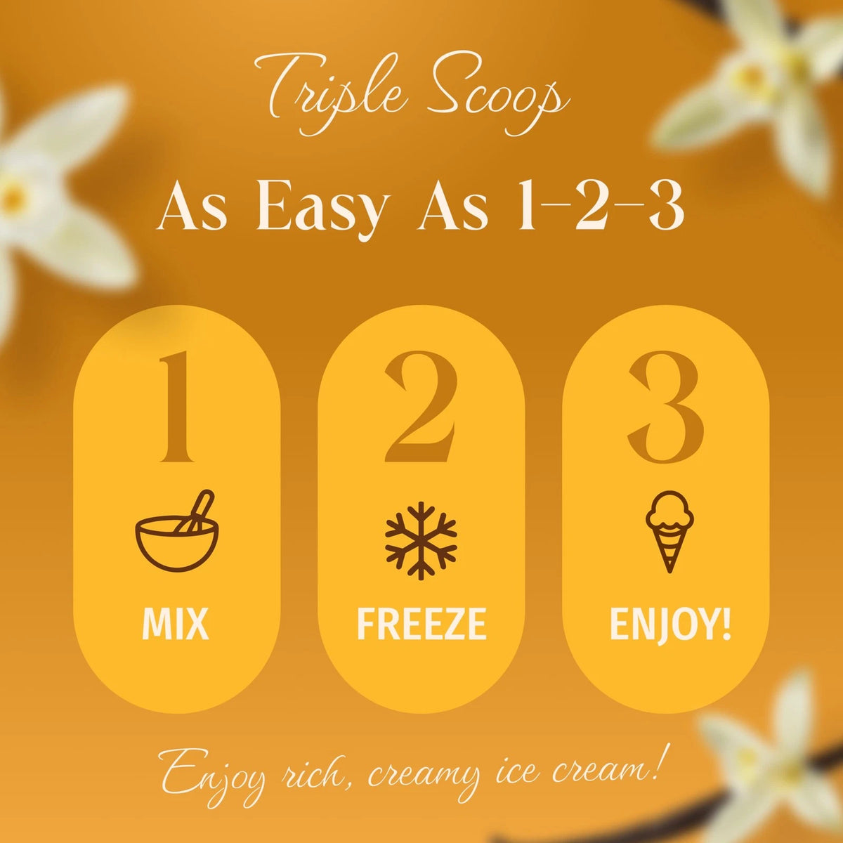 Triple Scoop - Premium Vanilla Ice Cream Mix For Maker. 1 Pack