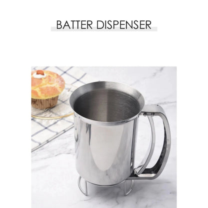 Stainless Steel Batter Dispenser with Quick-Close Valve No Spills for Pancakes