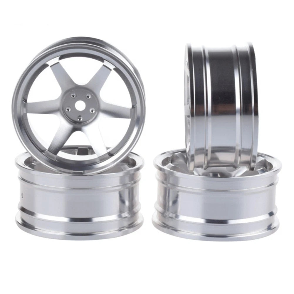 4Pcs Silver Aluminum Alloy Wheel Rims Hub For 1/10 RC Car Crawler Replacement hq