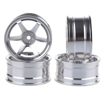 4Pcs Silver Aluminum Alloy Wheel Rims Hub For 1/10 RC Car Crawler Replacement hq