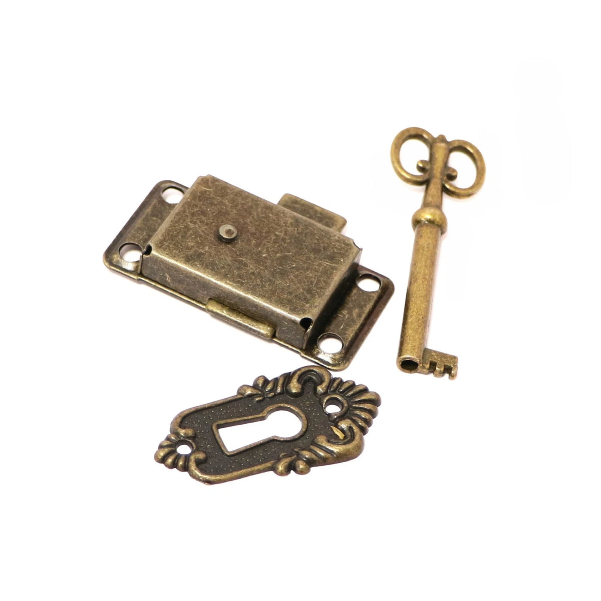 Vintage Iron Alloy Cabinet Door Lock Kit with Key Antique Drawer Wardrobe Lock e