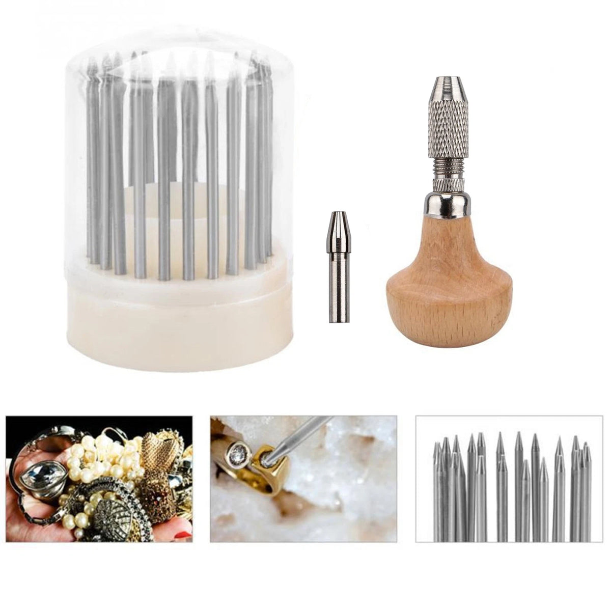 23Pcs/set Beading Tool Diamond Stone Pearl Grain Tools Beader With Wood Handle D