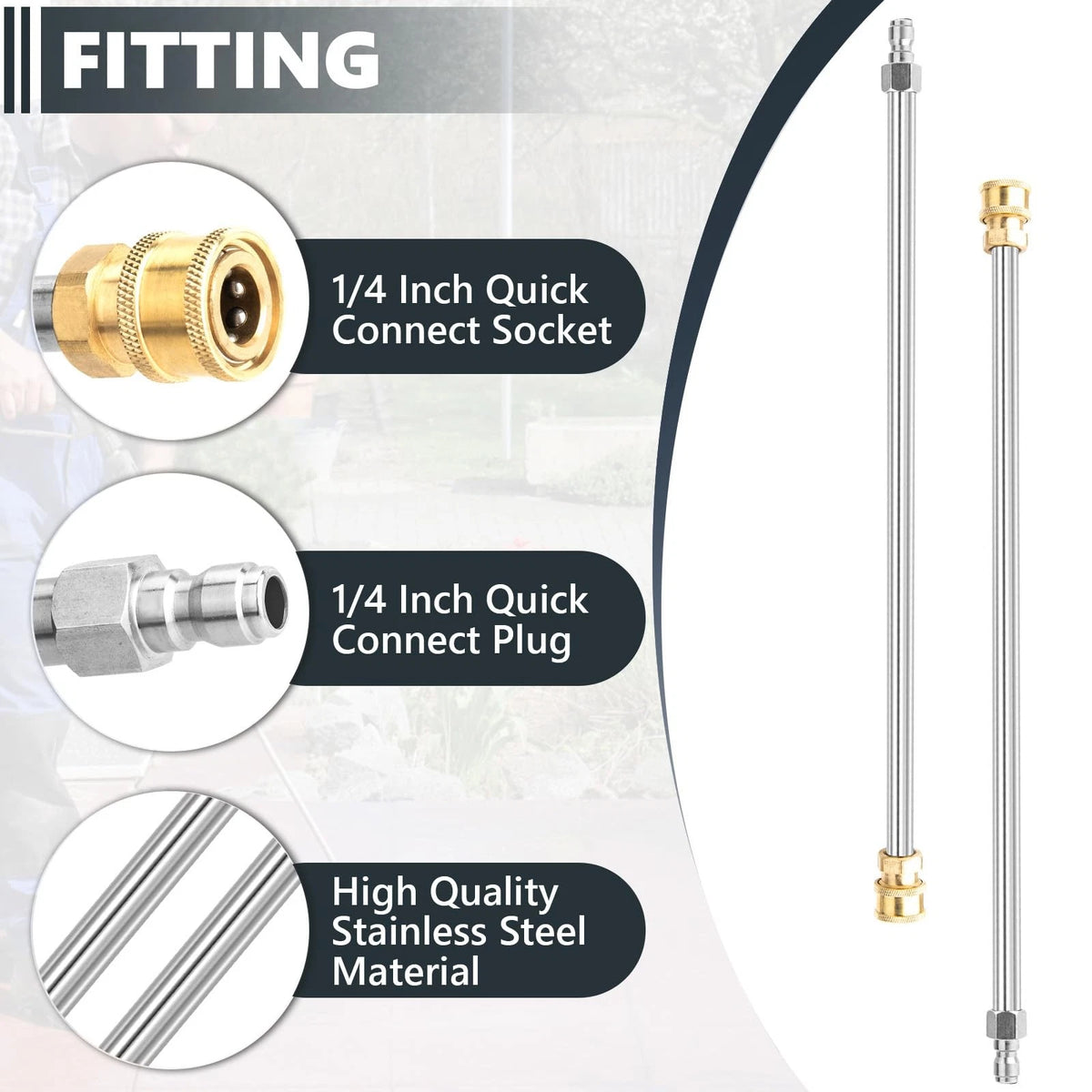 Pressure Washer Extension Wand, 2 Pack 17 Inch 17 inches, silver, yellow